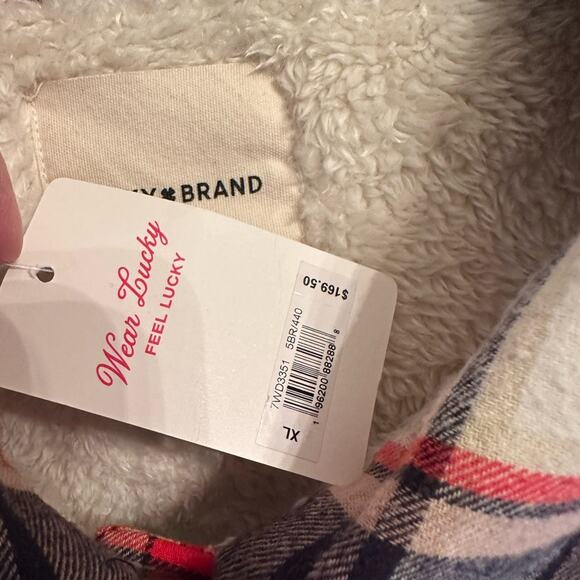 Lucky Brand XL Sherpa Lined Navy Plaid Shacket Shirt Jacket Flannel NWT - Picture 5 of 8